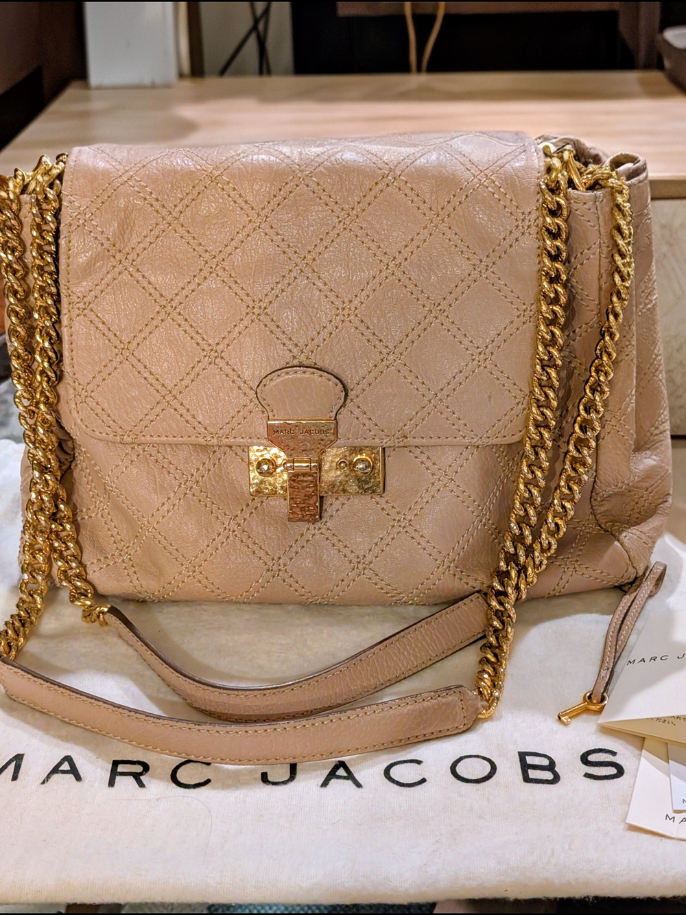 Marc Jacobs Quilted Leather Shoulder Bag in Blush w/ Gold Chain 2011